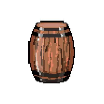 Cask barrel wine pixel art vector illustration Stock Illustration