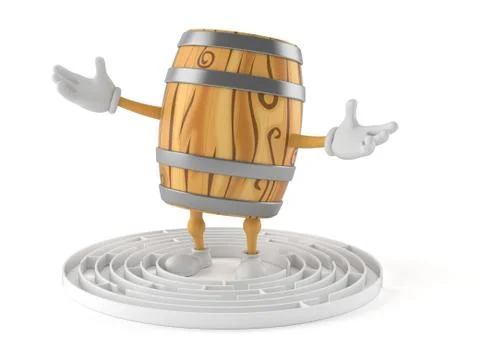 Cask character inside maze Stock Photos