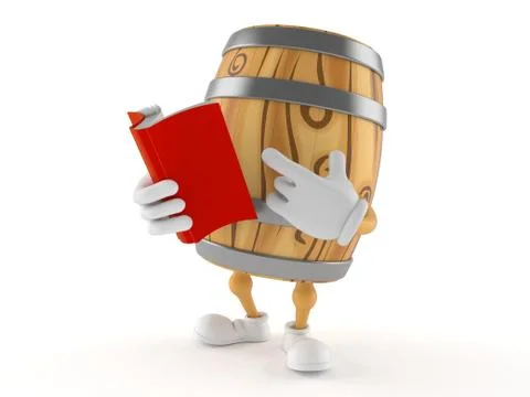 Cask character reading a book Stock Illustration