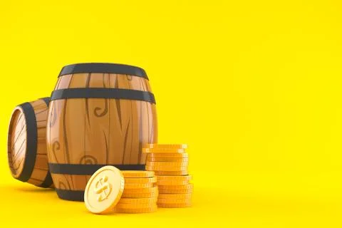 Cask with stack of coins Illustrazione stock