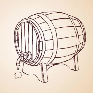 Cask of wine hand drawn Stock Illustration