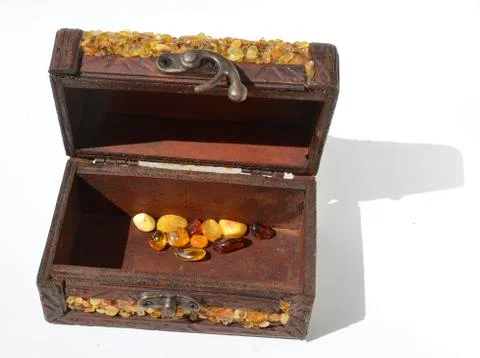 Casket with amber Stock Photos