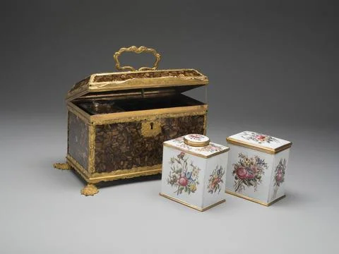 Casket Containing a Sugar Box and two Tea Caddies 1755 1765 Birmingham. Gl... Stock Photos
