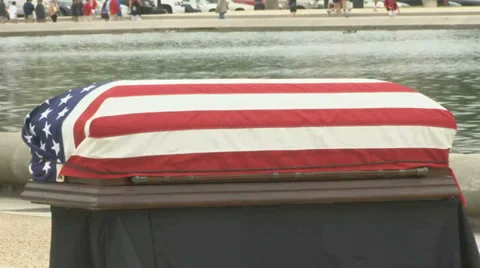 Casket covered with American Flag Stock Footage 38222928