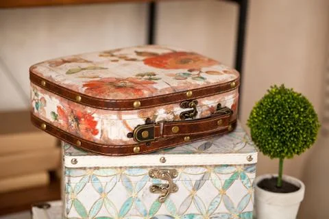 Casket for needlework, sewing in style interior Foto stock