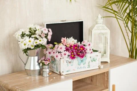 Casket for needlework, sewing in style interior Stock-Fotos