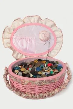 The casket for sewing accessories Stock Photos