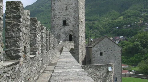 Caslte wall and tower Stock Footage 703928