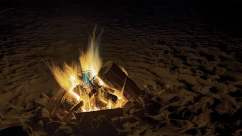 Caspar Beach Epic Relaxing Background Bonfire - Timelapse 8k Stock Footage 182519214
