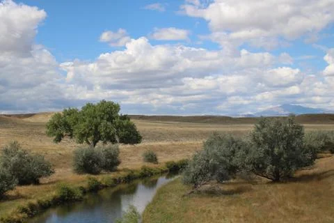 Casper Mountain with Stream and Clouds Fotos Stock