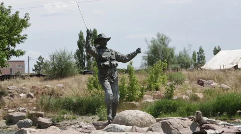Casper WY - River and Statue 2 Stock-Footage 40538654