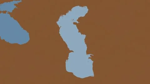 Caspian Sea highlighted on a tiled pattern colored map Stock Illustration