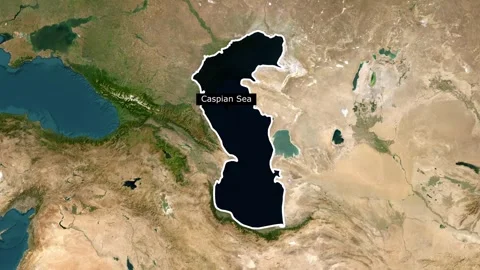 Caspian Sea Map Animation – Highlighted Caspian Sea Location in Asia Stock Footage 344710885
