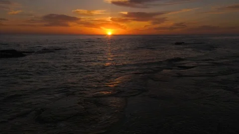 Caspian Sea at sunset. The sun sets in the sea. Stock Footage 119978642