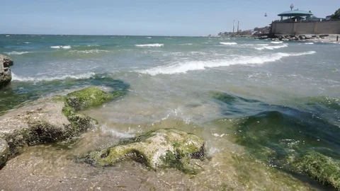 Caspian sea view Stock Footage 112889966
