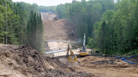 CASS CO, MN - 6 AUG 2021: Line 3 Oil Pipeline Construction Site in Minnesota. Video stock 159572310