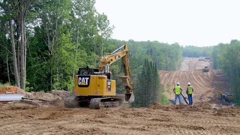 CASS CO, MN - 6 AUG 2021: Line 3 Oil Pipeline Construction Site in Minnesota. Video stock 159572320