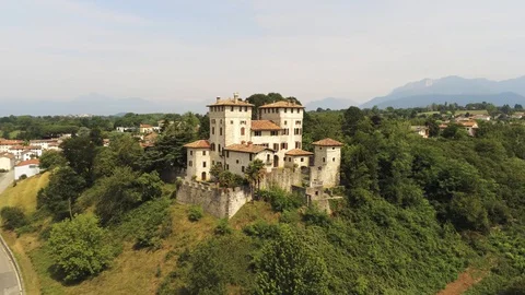 Cassacco's castle. A middle ages building on the hills near Udine Stock Footage 112770682