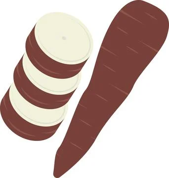Cassava Root and Slices Flat Illustration. Clean Icon Design Element on Tra.. Stock Illustration