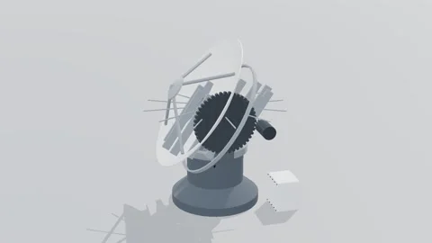 Cassegrain antenna ground station 3d loop white background 3D animation Stock Footage 341849489