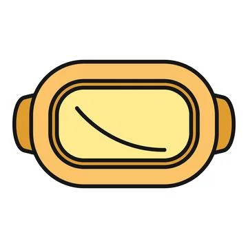 Casserole dish kitchenware top view line art Stock Illustration