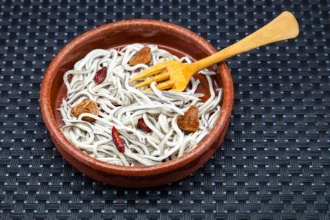 Casserole of elvers Stock Photos