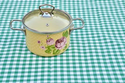 Casserole with floral pattern Stock Photos