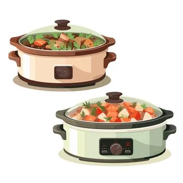 Casserole with vegetables and meat. Vector illustration in cartoon style Stock Illustration