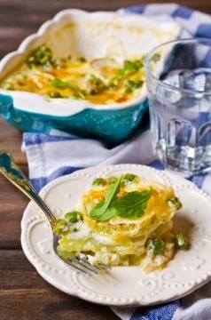 Casserole with zucchini Stock Photos