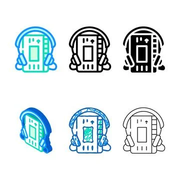 Cassette audio player color variants icon vector Stock Illustration