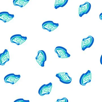 Cassette audio player isometric icon seamless pattern Stock Illustration