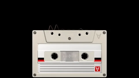 Cassette audio react 4 different bps with alpha white Stock Footage 124870404