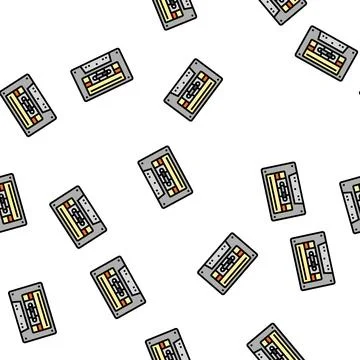 Cassette audio retro gadget vector seamless pattern イラスト素材