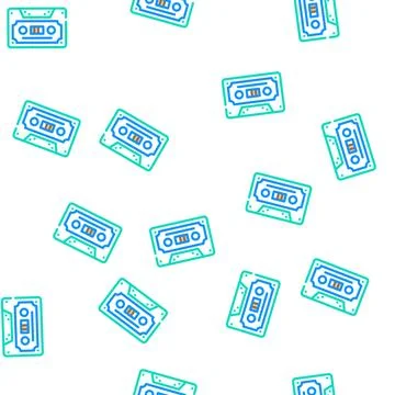 Cassette audio retro gadget vector seamless pattern イラスト素材