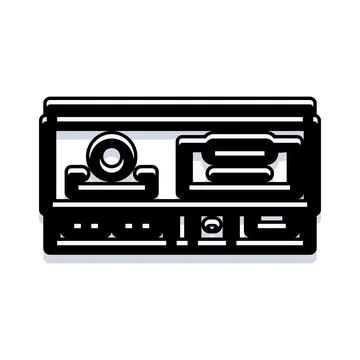 Cassette deck playing classic analog audio tape recording Stock Illustration