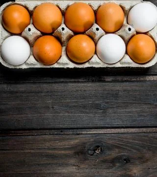 Cassette of fresh eggs. Stock Photos
