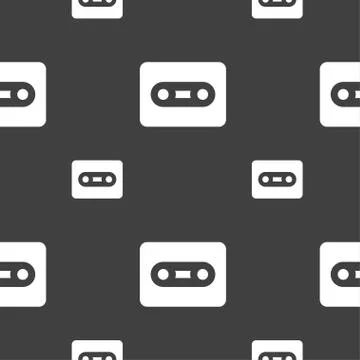 Cassette icon sign. Seamless pattern on a gray background. Vector Stockillustratie