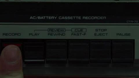 Cassette recorder hand press rec Stock Footage 264366558