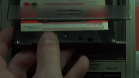 Cassette recorder opened and putting tape in Stock-Footage 264467159