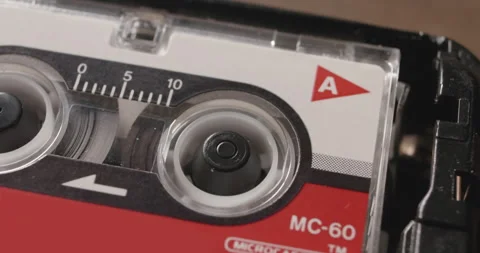 Cassette Recorder Sitting On Table Playing Audio. Recording Audio Stock Footage 165967044