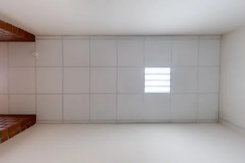 Cassette stretched or suspended ceiling with square halogen spots lamps and d Stock Photos