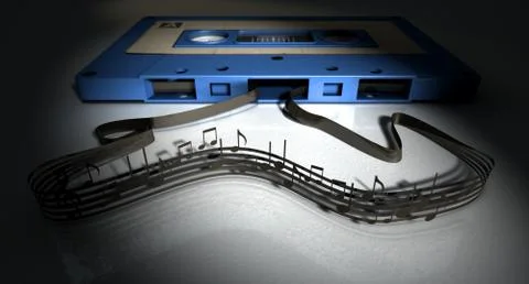 Cassette tape and musical notes concept Stock Illustration