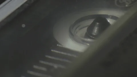 Cassette Tape Deck Player Tight On Single Spool Stock Footage 118967161