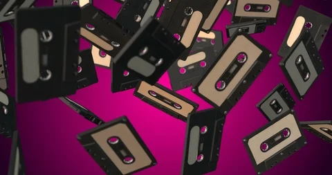 Cassette tape falling slow motion Stock Footage 105114590