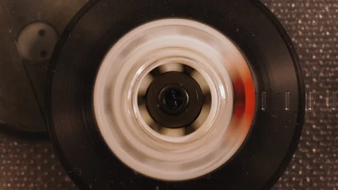 Cassette Tape Fast Forward, Macro Shot of One Spindle Video stock 119548535