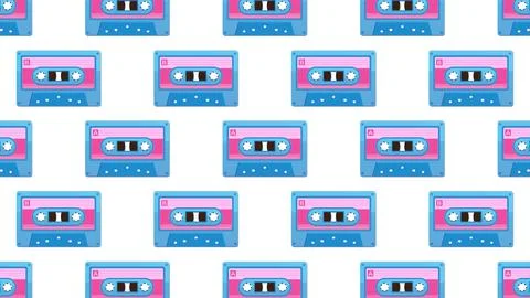 Cassette tape pattern isolated on white background Stock Illustration