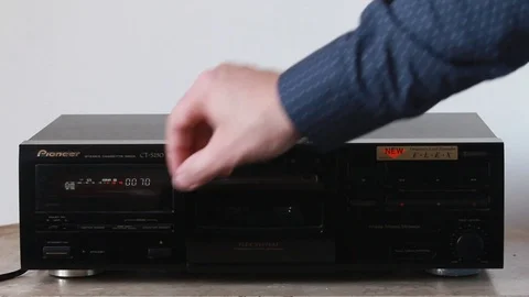 Cassette on the tape recorder2 Stock Footage 88970002