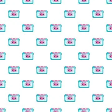 Cassette tape seamless pattern representing retro music culture 库存插图