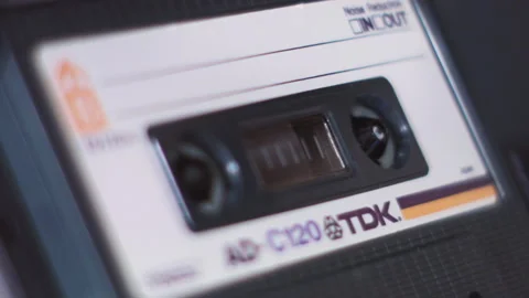Cassette Tape Starts Playing Stock Footage 130679366