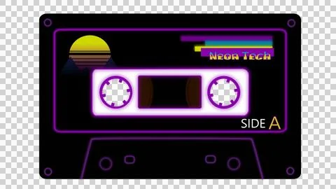 Cassette tape synthwave Stock Illustration